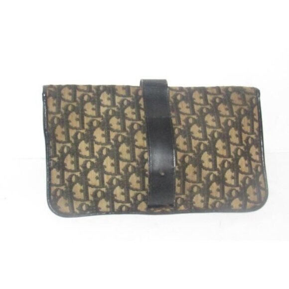 Dior Two Way Belt Purse Gold CD Accent Removable Strap Black Grey Trotter Print - Picture 2 of 12